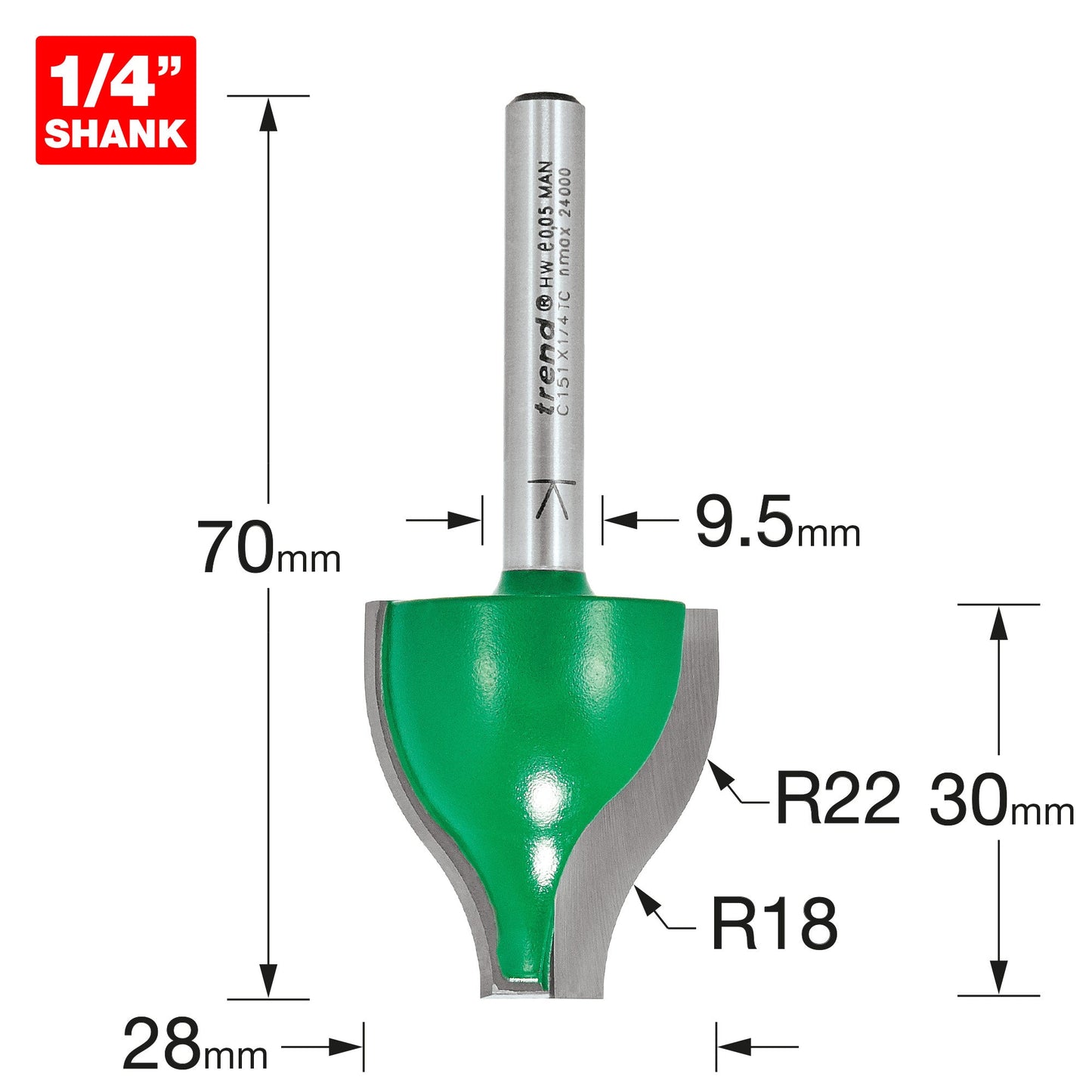 Vertical panel 22mm radius