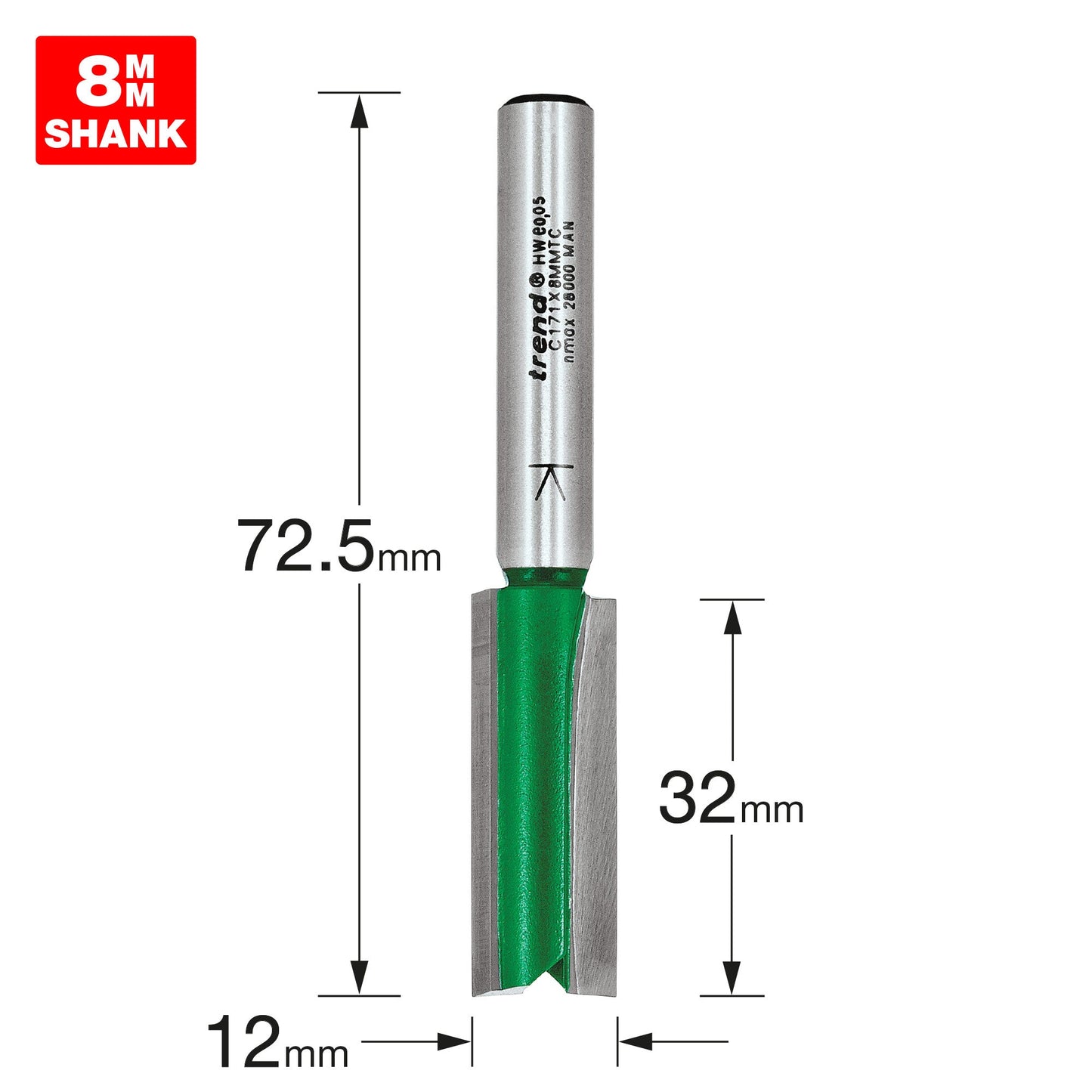 Two flute cutter 12mm diameter