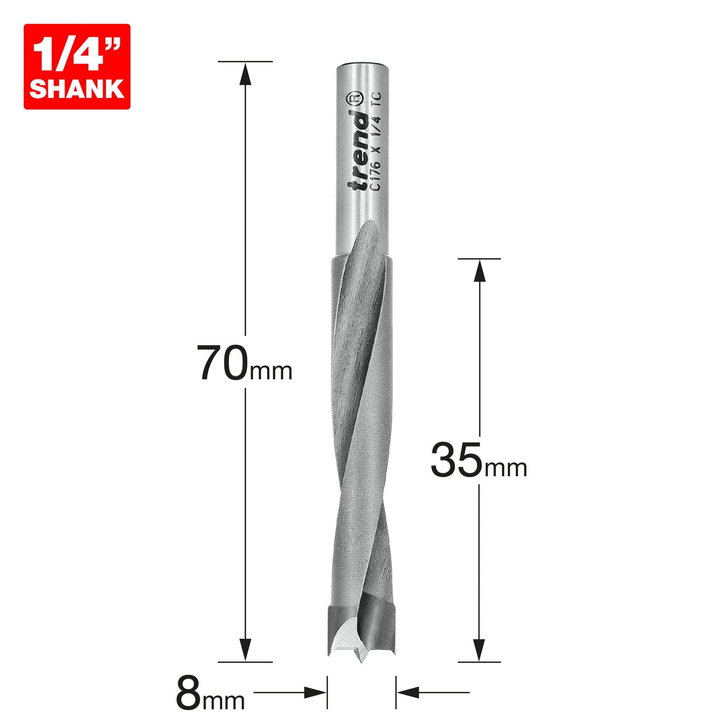 Dowel drill 8mm x 35mm cut