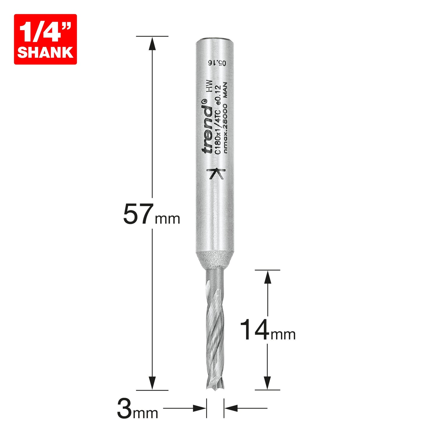 Dowel drill 3mm x 14mm cut