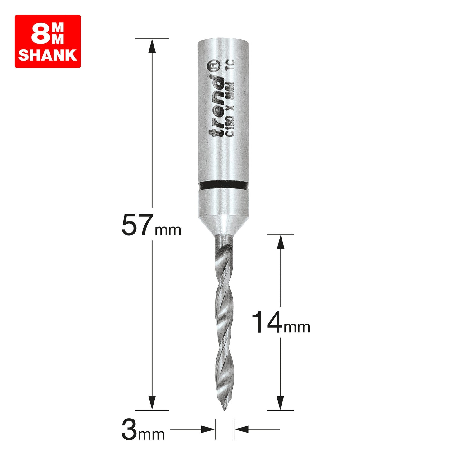 Dowel drill 3mm x 14mm cut