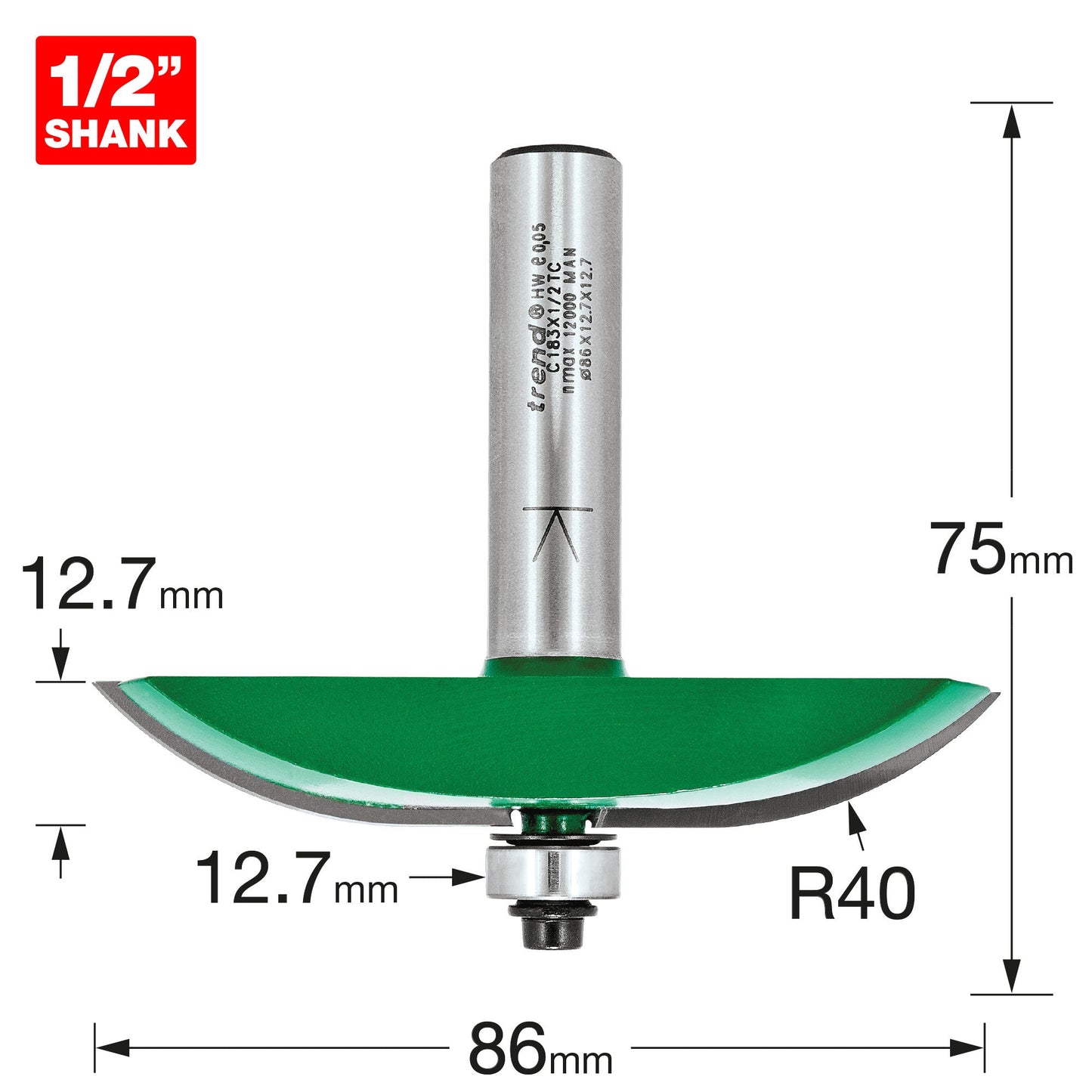 Bearing guided 40mm radius panel raiser