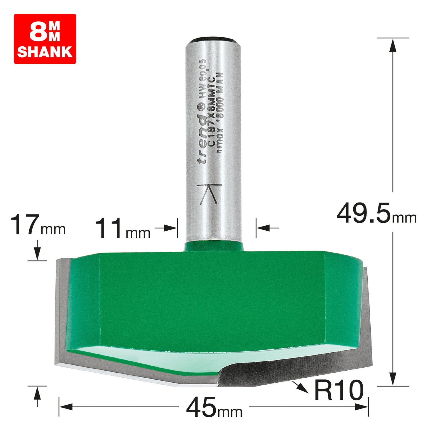Bevel panel raiser 10 degrees 41mm diameter