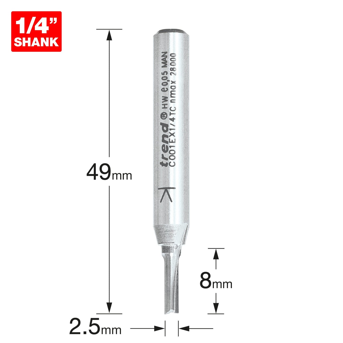 Two Flute Cutter 2.5mm diameter