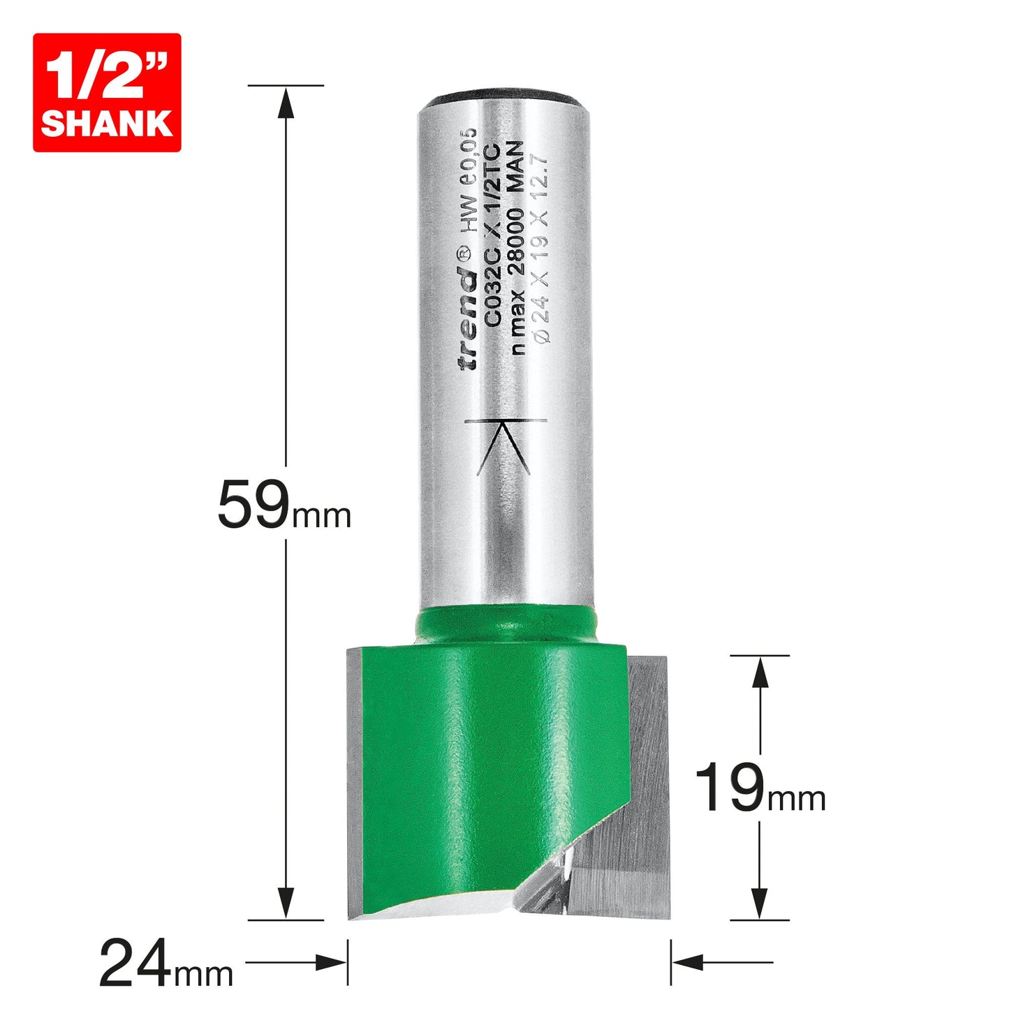 Two flute cutter 24mm diameter