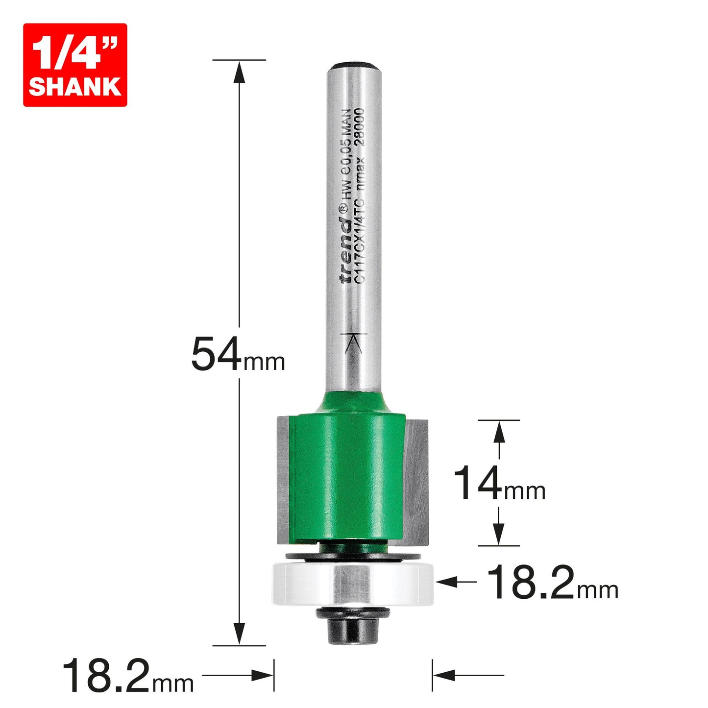 Guided trimmer 18.2mm diameter