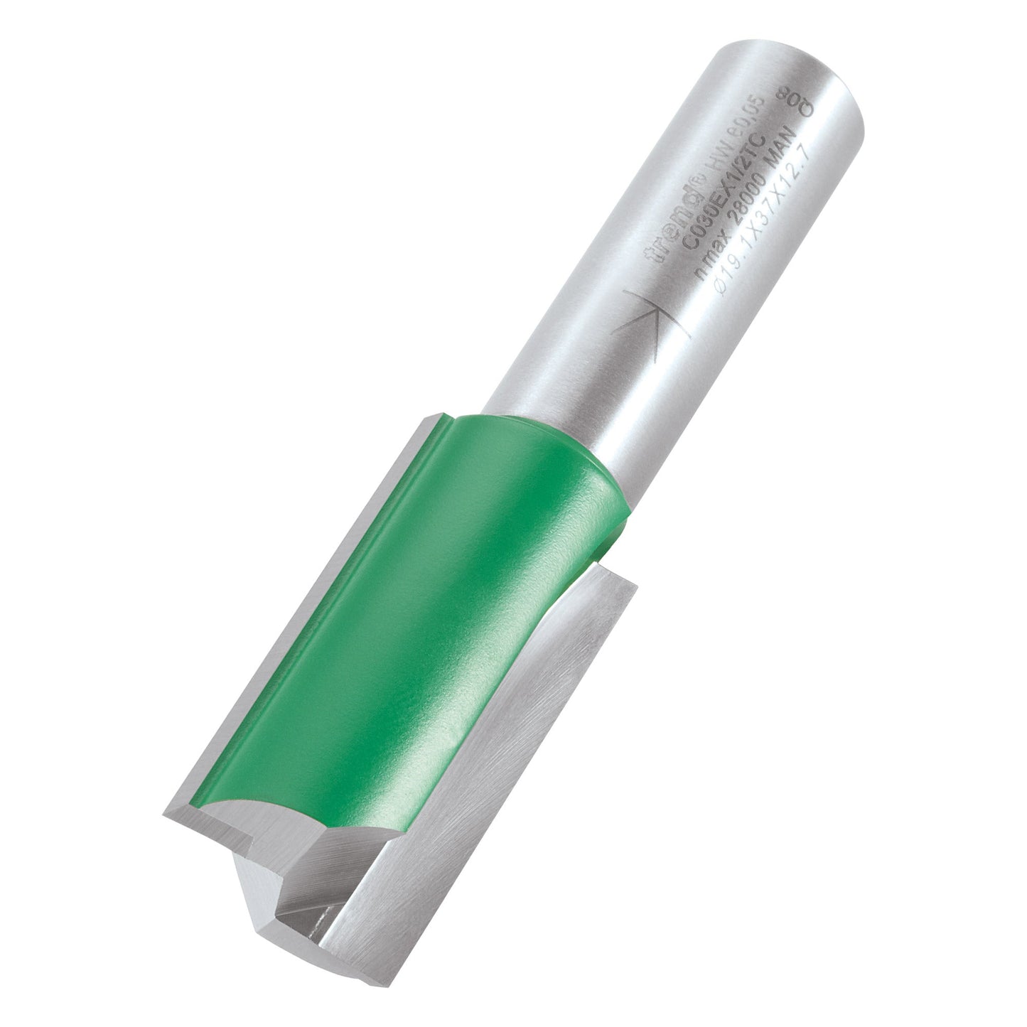 Trend CraftPro 1/2in Shank Two Flute Straight Router Cutter Bit 19.1mm dia x 63mm cut depth