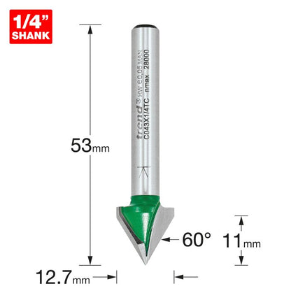 Chamfer V groove cutter angle=60 degrees
