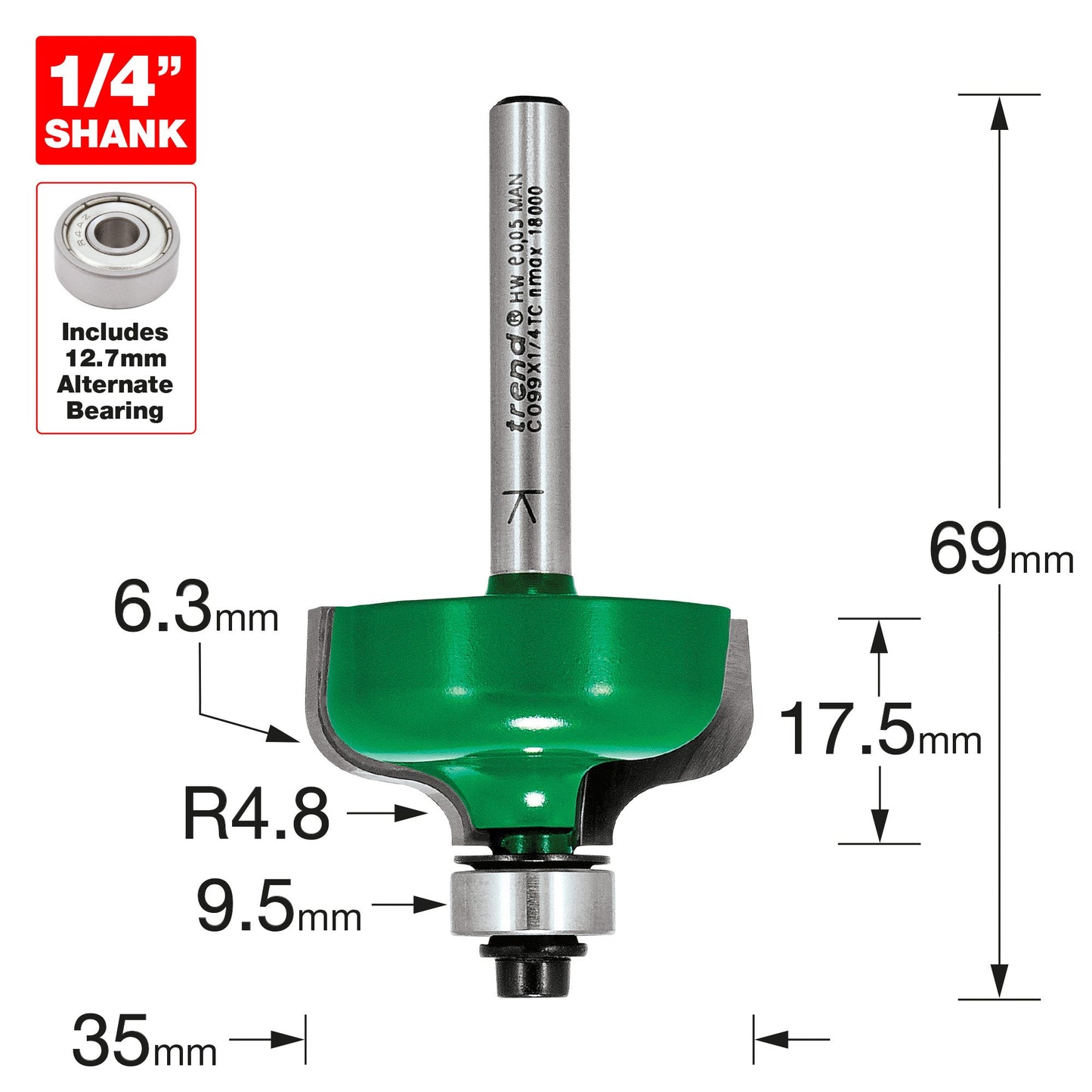 Self guided ogee 6.3mm radius
