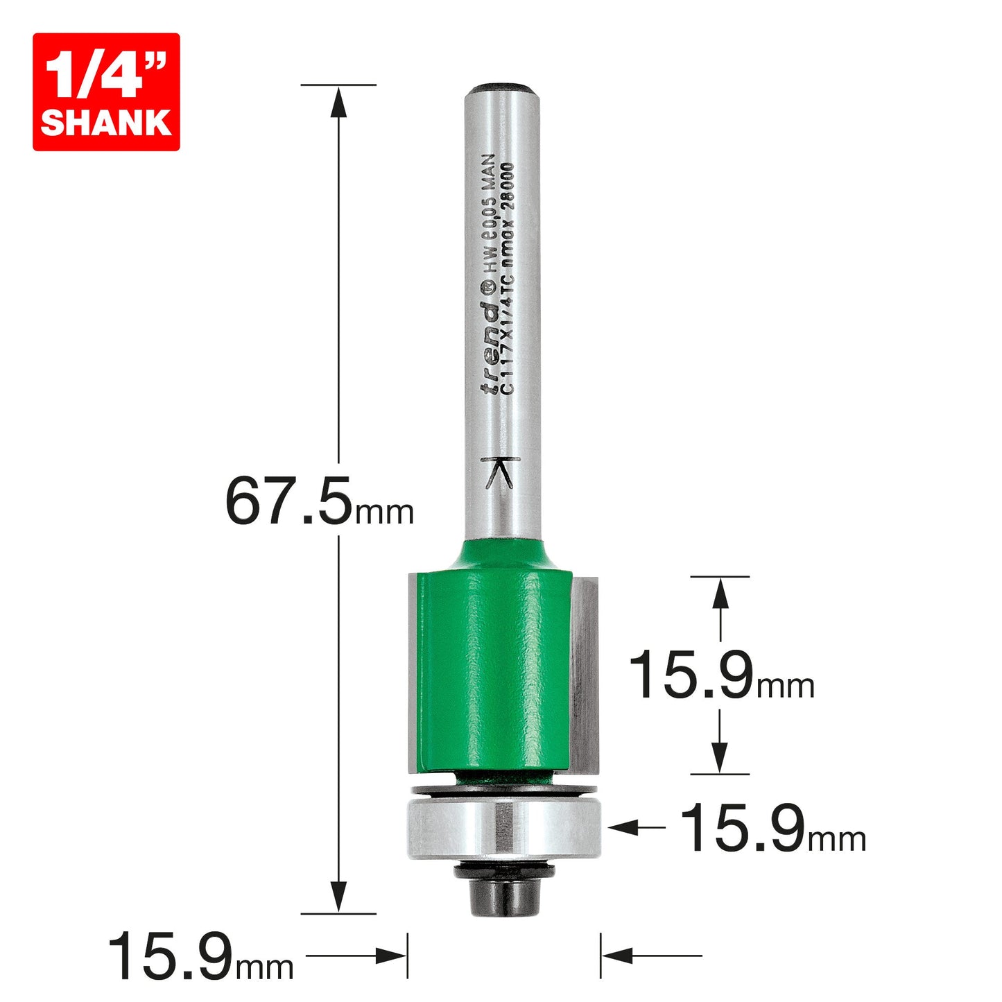 Guided trimmer 15.9mm diameter