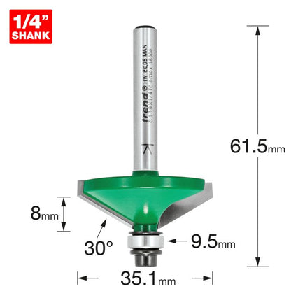Self guided chamfer 30 degrees x 7.0mm cut