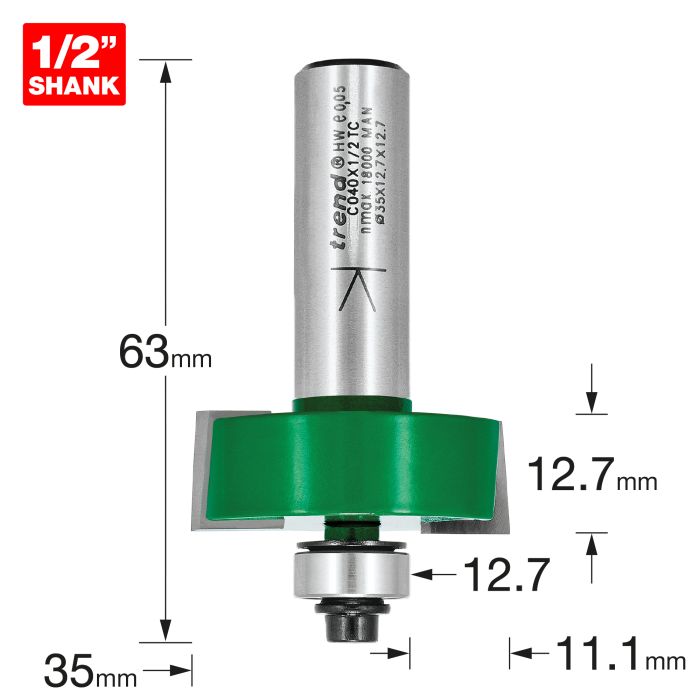 Self guided rebater 35mm diameter x 12.7mm cut