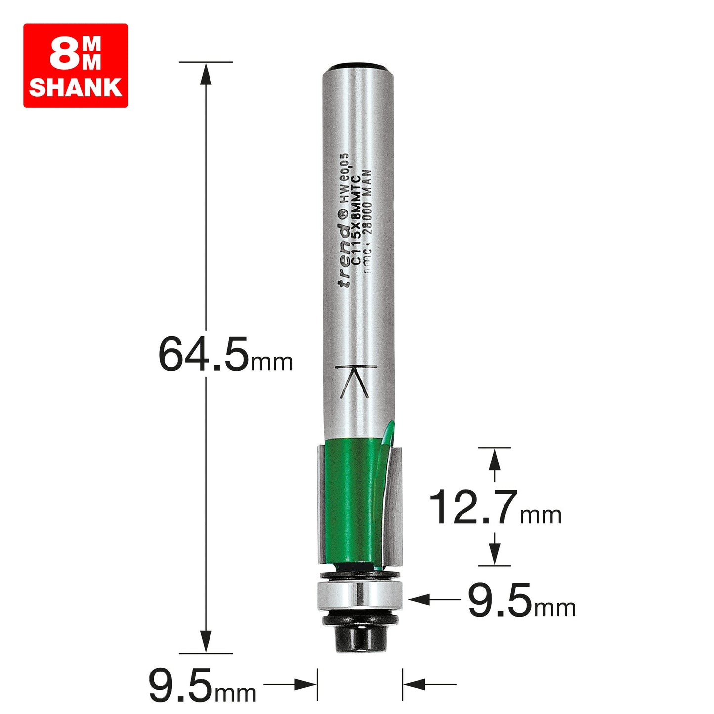Self guided trimmer 9.5mm diameter