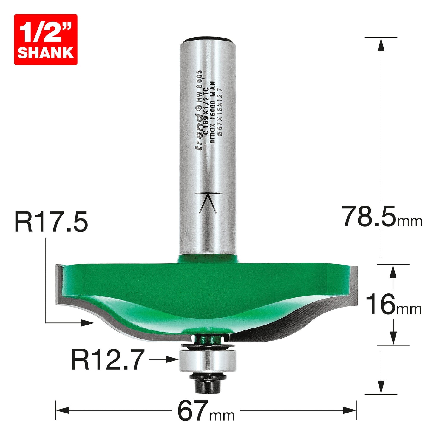 Bearing guided ogee panel 17.5mm radius