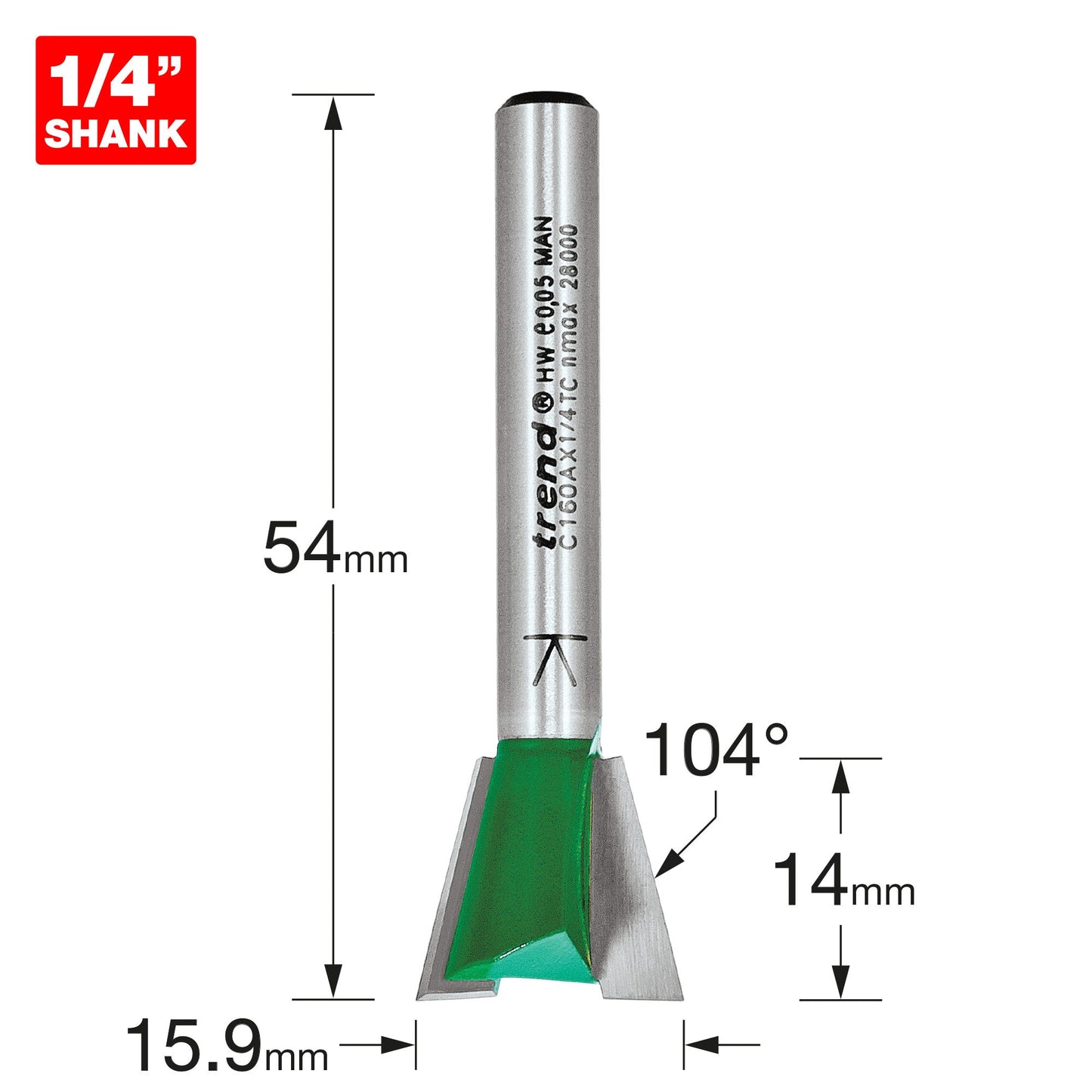 Dovetail 15.9mm diameter x 104 degrees