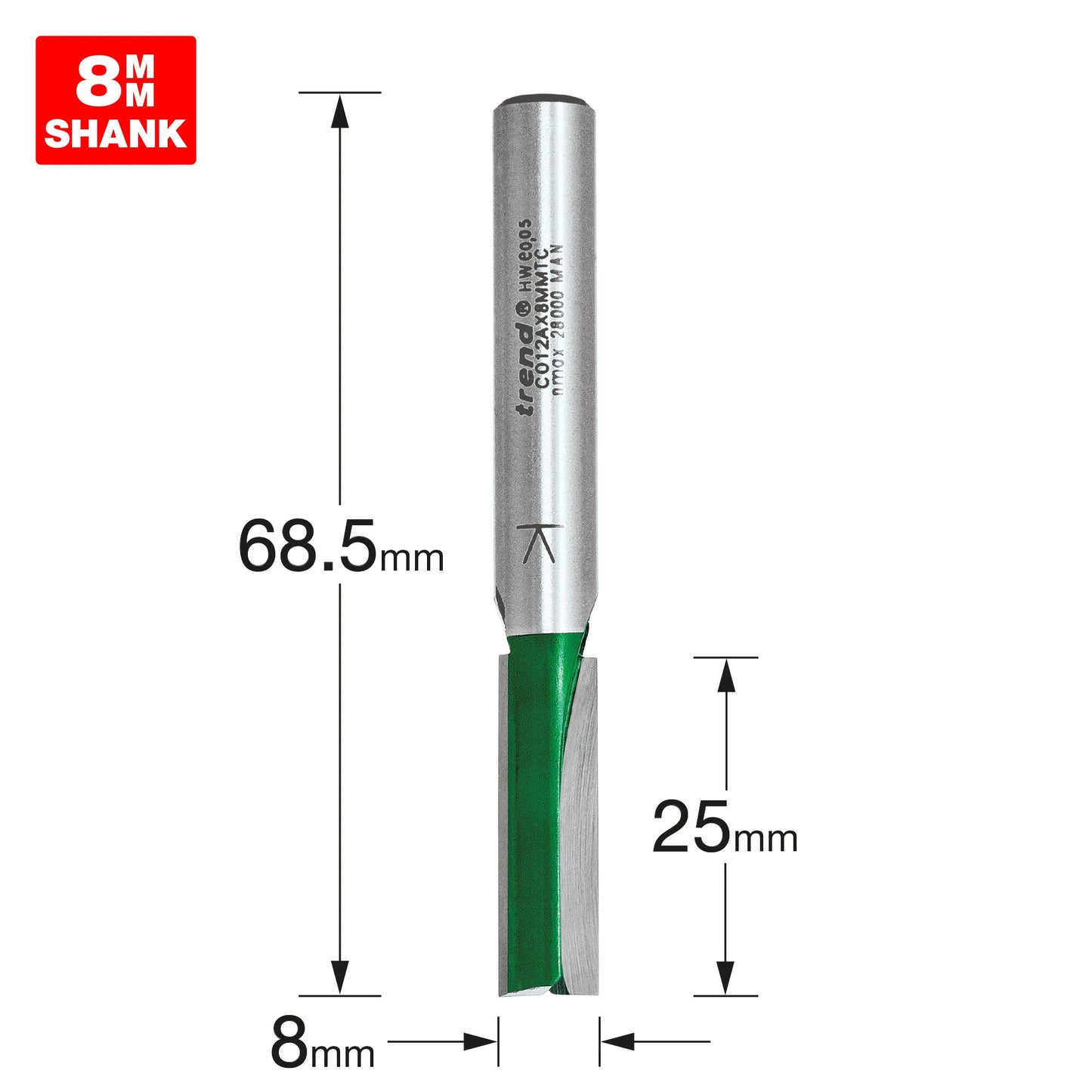 Two Flute Cutter 8.0mm diameter