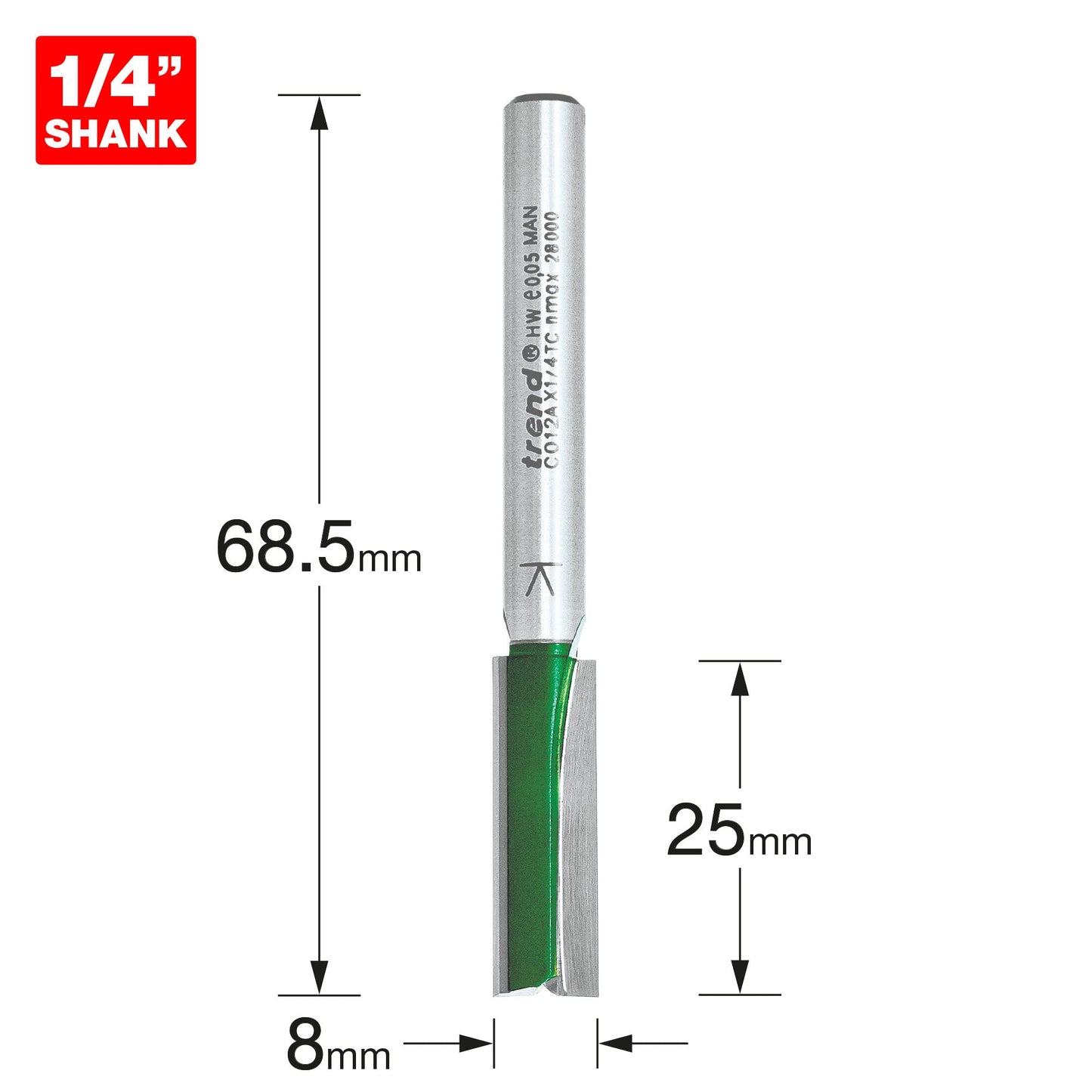 Two Flute Cutter 8.0mm diameter