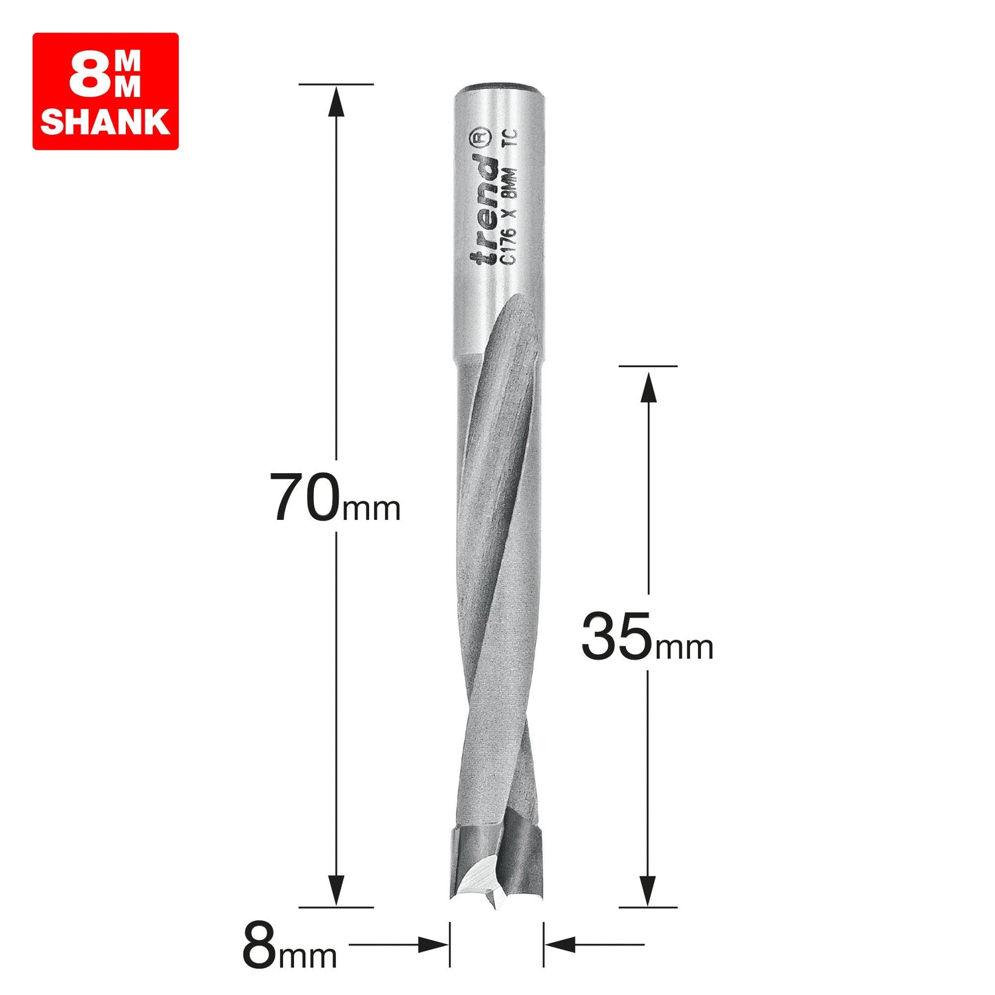 Dowel drill 8mm x 35mm cut