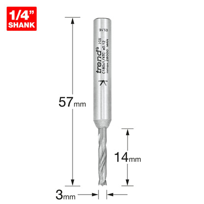 Dowel drill 3mm x 14mm cut