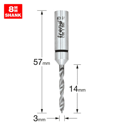 Dowel drill 3mm x 14mm cut