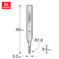 Radius 1.6mm radius x 3.2mm diameter