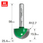 Radius 12.7mm radius x 25.4mm diameter