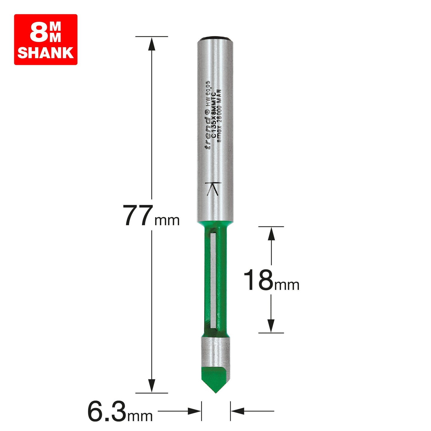 Pierce trim 6.3mm diameter x 18mm cut