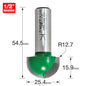 Radius 12.7mm radius x 25.4mm diameter