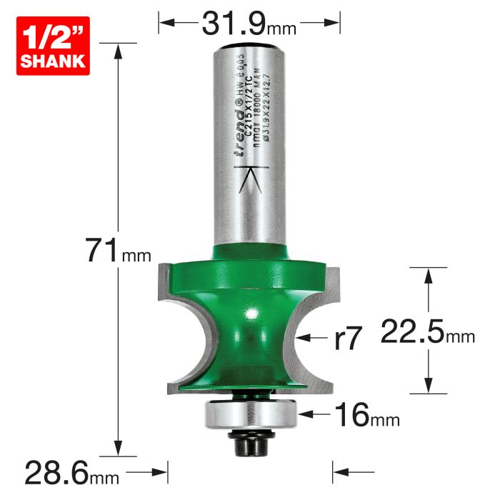 Bearing guided corner bead 7mm radius