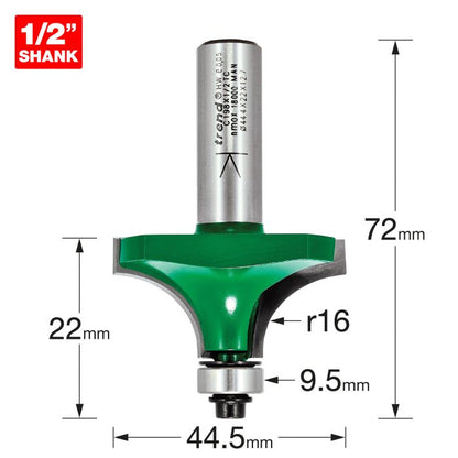Bearing guided round over ovolo 16mm radius