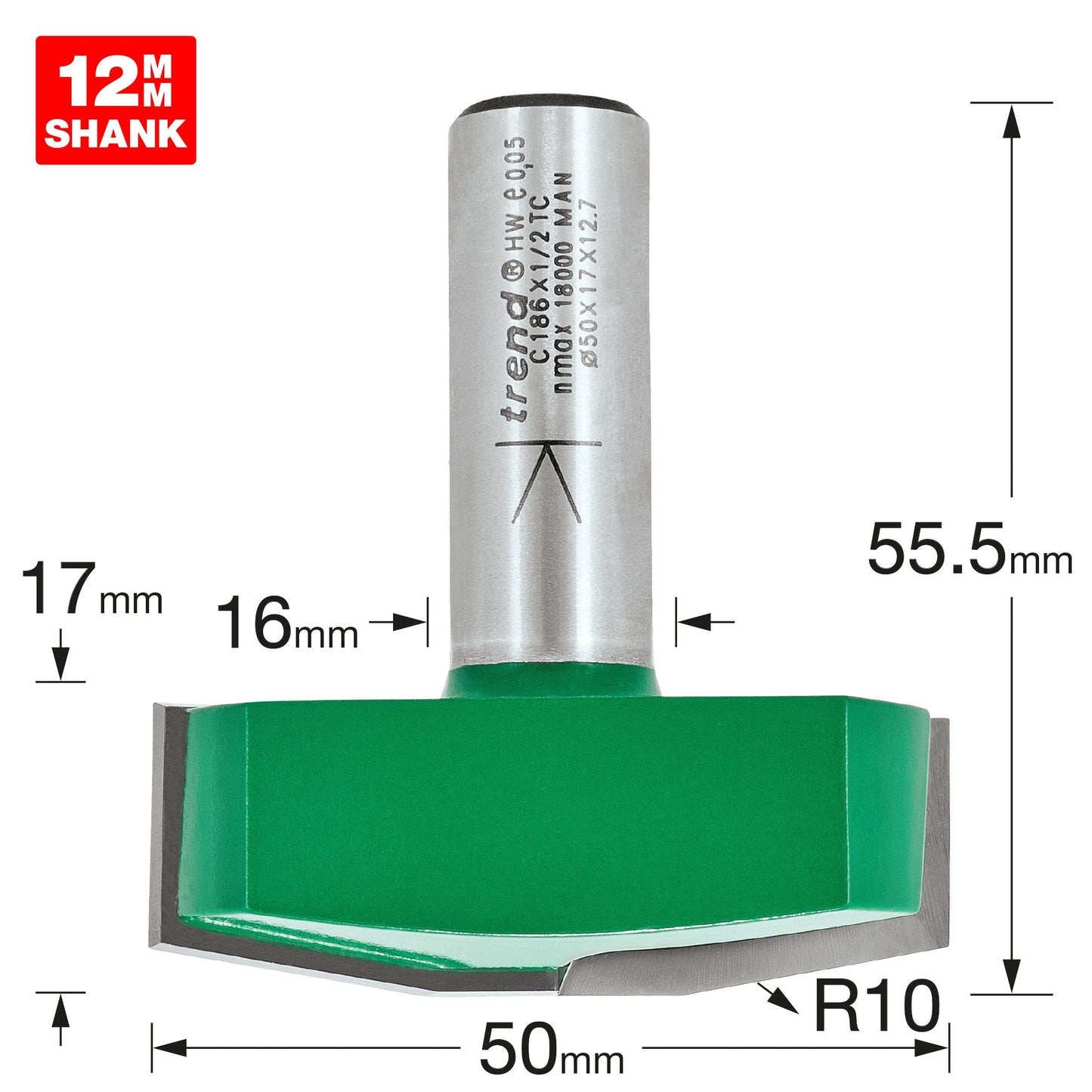 Bevel panel raiser 10 degrees 50mm diameter