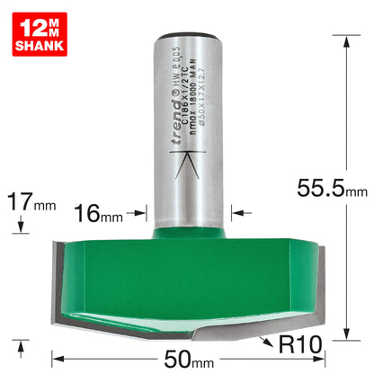 Bevel panel raiser 10 degrees 50mm diameter