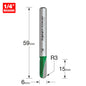 Radius 3mm radius x 6mm diameter