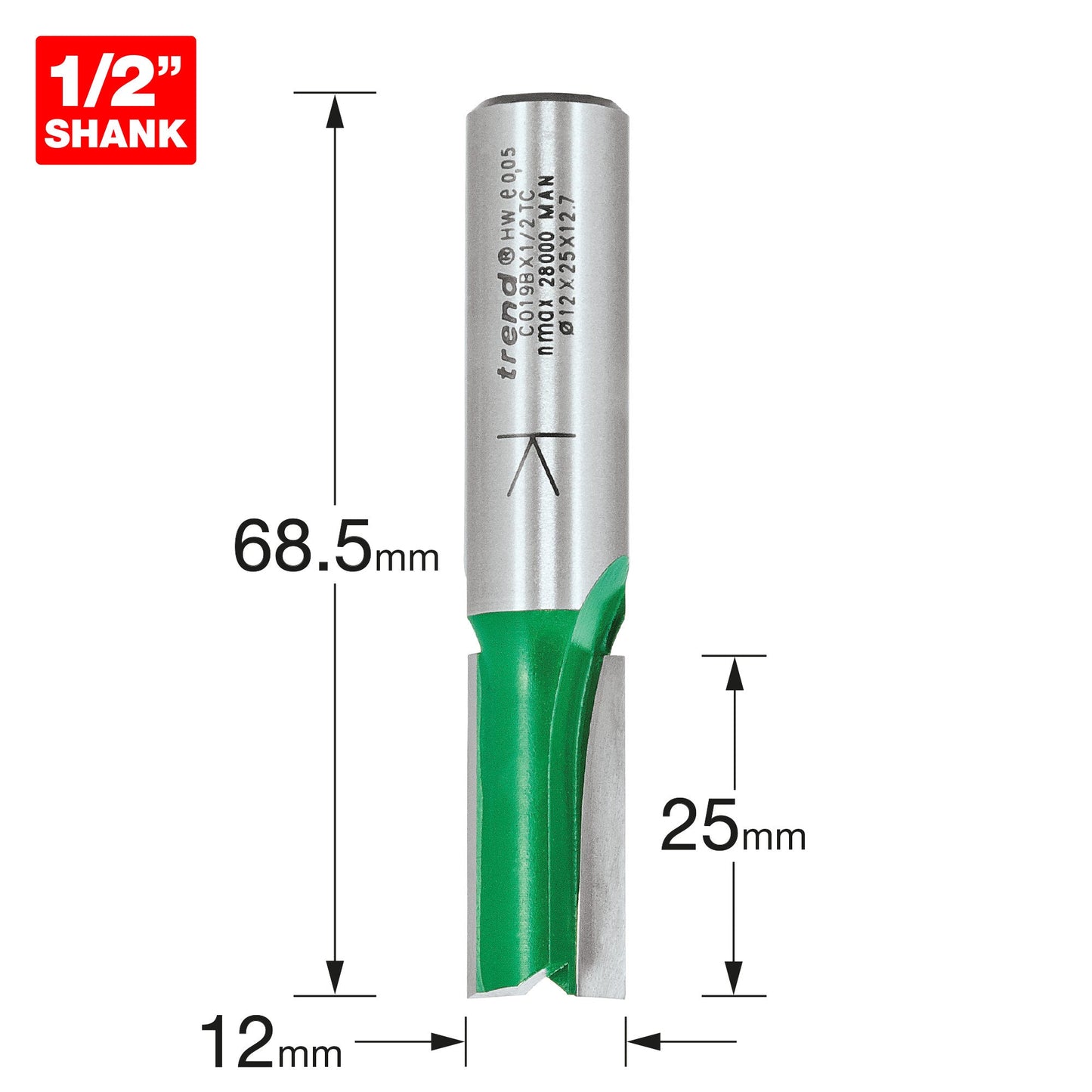 Two flute 12mm diameter
