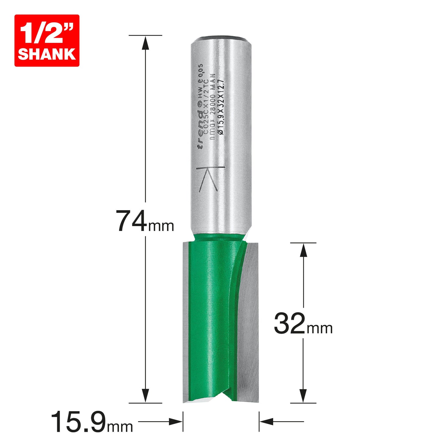 Two Flute Cutter 15.9mm diameter