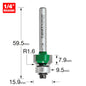 Rounding over 1.6mm radius x 7.9mm cut