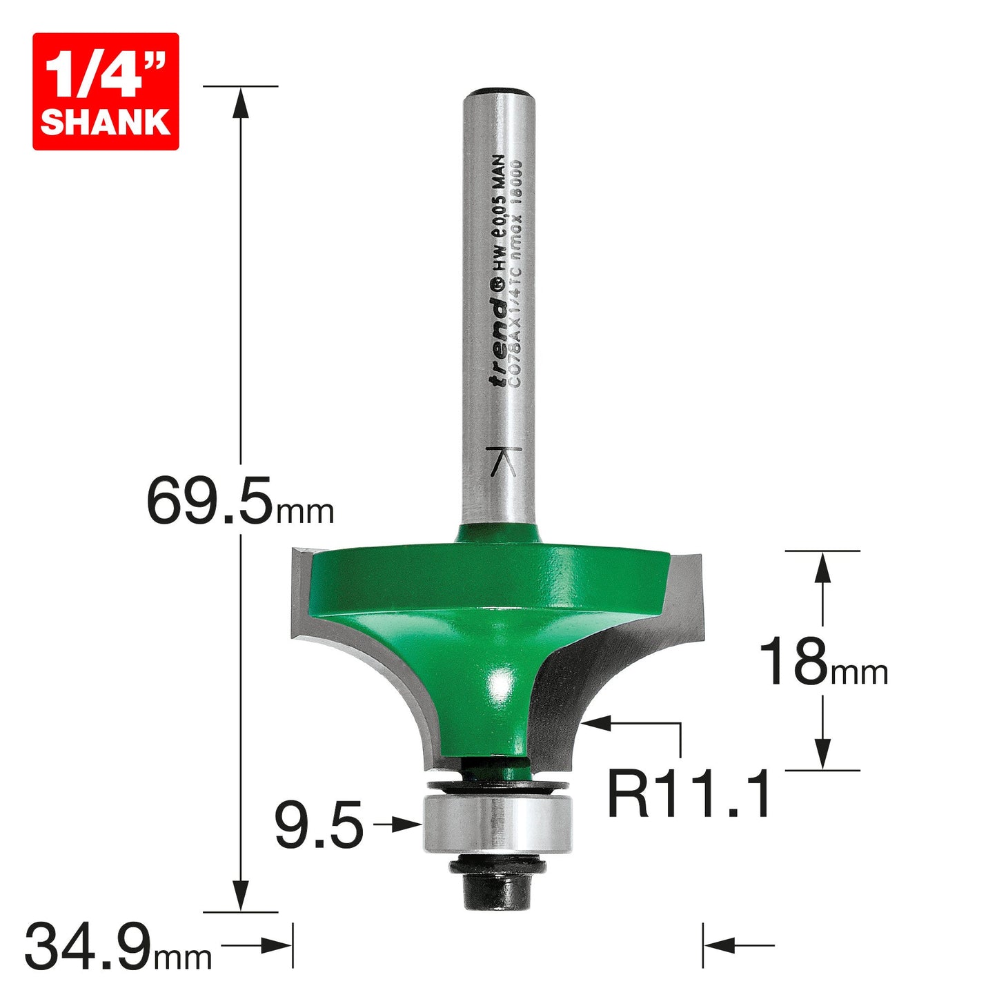 Rounding ove 11.1mm radius x 18mm cut