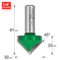 Chamfer V groove cutter angle=45 degrees