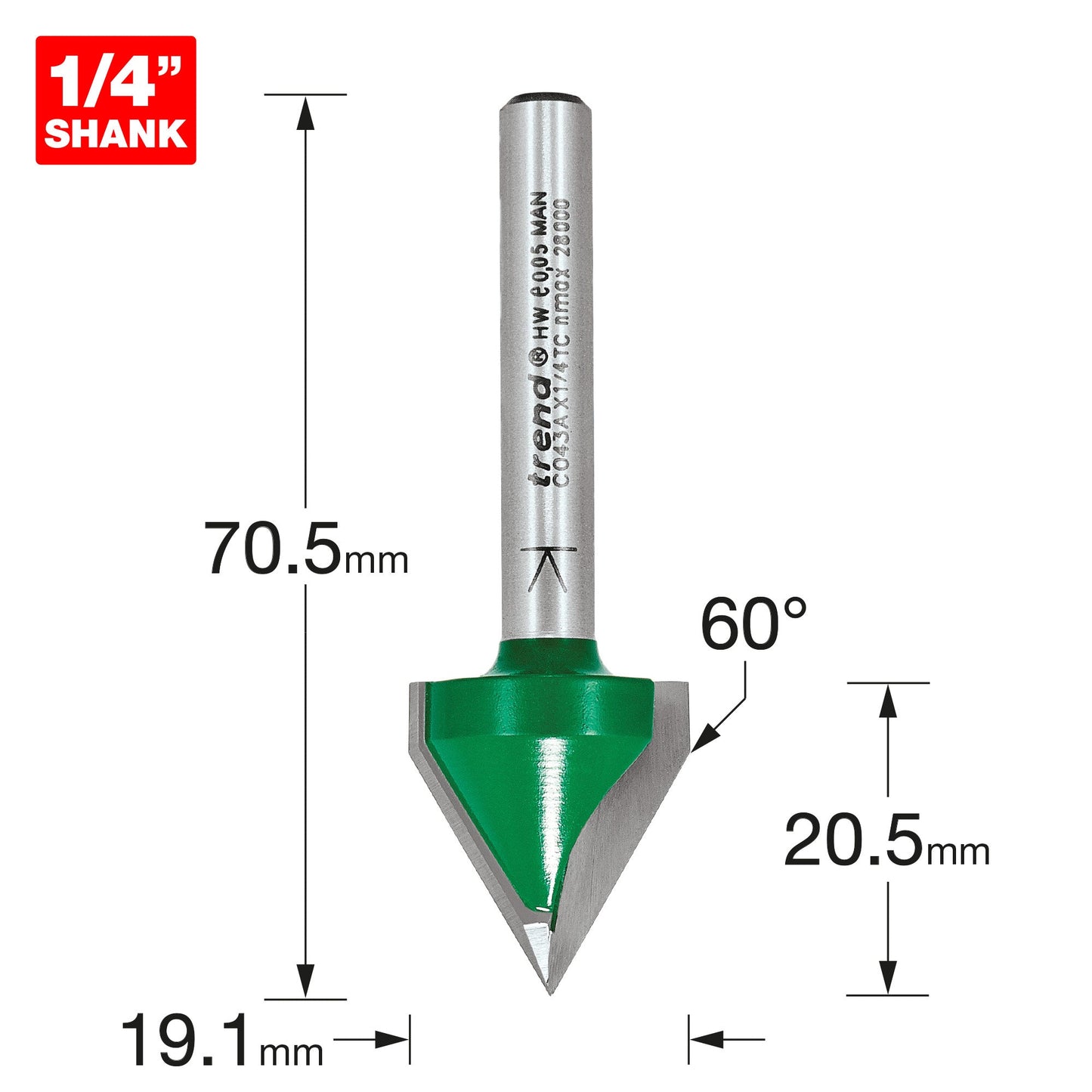 Chamfer v groove cutter 60 degrees