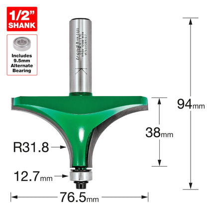 Bearing guided round over ovolo 31.8mm radius