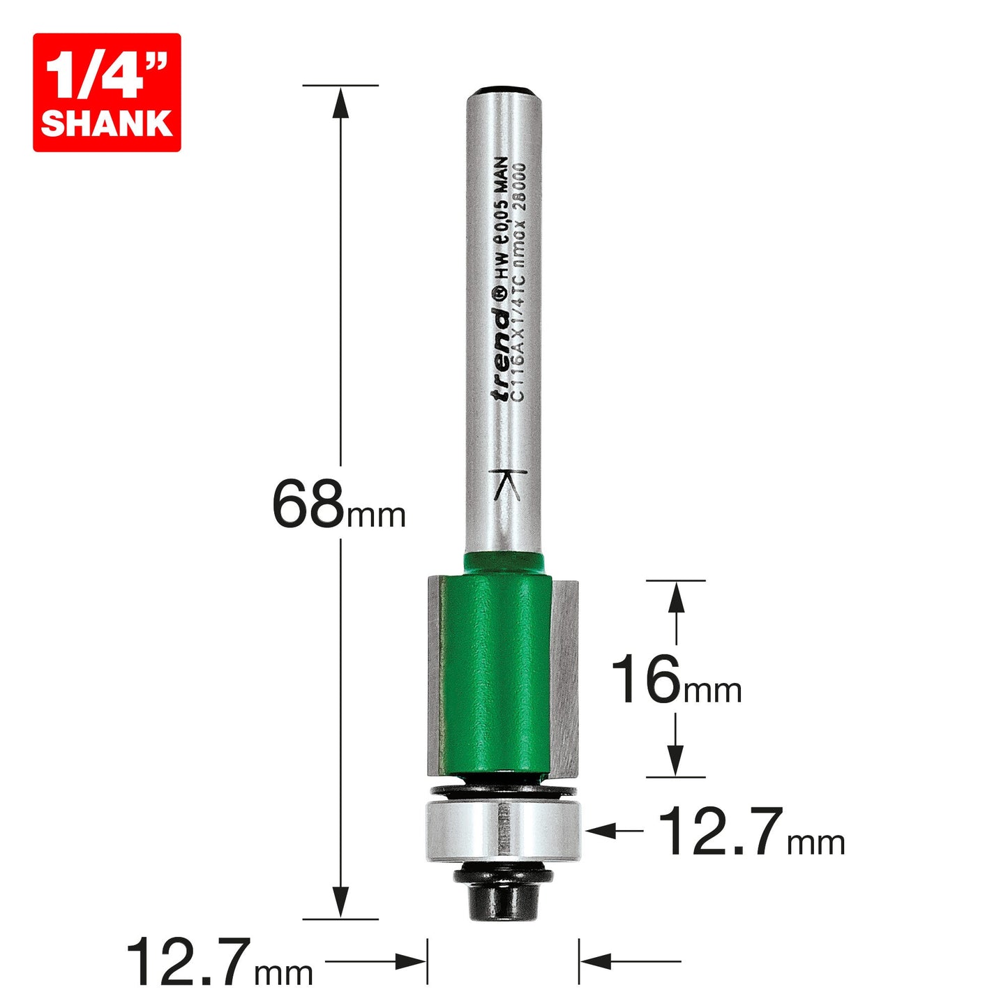 Self guided trimmer 12.7mm diameter