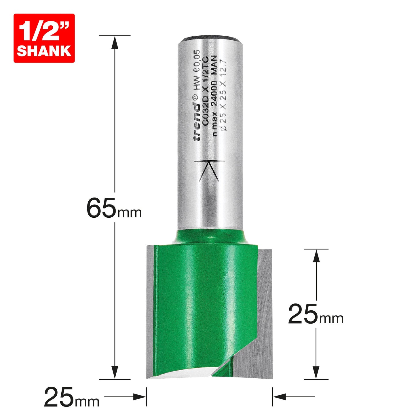 Two flute cutter 25mm diameter