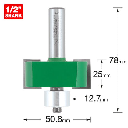 Trend CraftPro 1/2in Bearing Guide Large Rebater Bit 50.8mm dia x 22.5mm cut depth