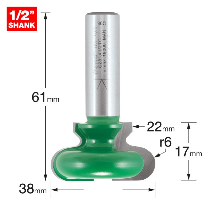 Trend CraftPro 1/2in Drawer Pull 6.3mm rad x 38mm dia