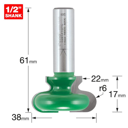 Trend CraftPro 1/2in Drawer Pull 6.3mm rad x 38mm dia