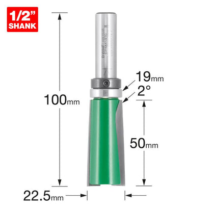Trend CraftPro 1/2in Bearing Guided 2 Degree Undercut 22.5mm dia x 50mm cut depth