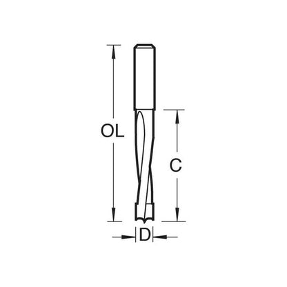 Dowel drill 3mm x 14mm cut