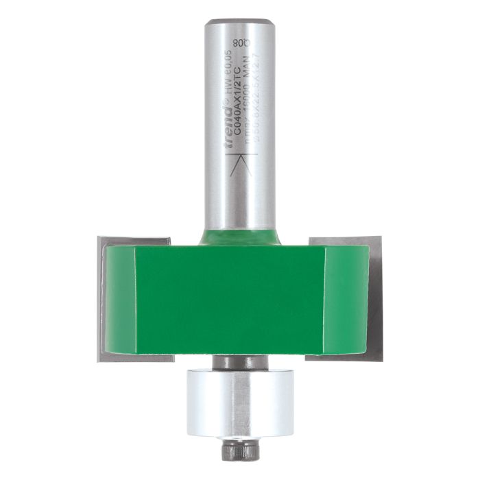 Trend CraftPro 1/2in Bearing Guide Large Rebater Bit 50.8mm dia x 22.5mm cut depth