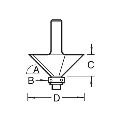 Self guided chamfer angle=45 degrees x 12.7mm Cut
