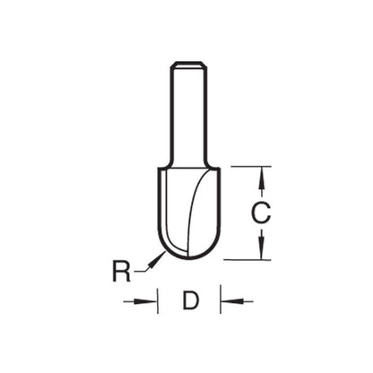 Radius 3.2mm radius x 6.3mm diameter